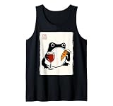 Divertido Rana Gruñona Vino Pizza Kawaii Japonés Camiseta sin Mangas