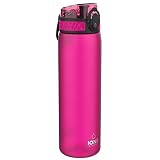 ion8 Botella De Agua Antifugas, 500ml (18oz), Rosa | Fácil Apertura, Cierre Seguro, Apta Para Lavavajillas, Tapa Higiénica Abatible, Asa, Cabe En Portavasos, Fácil Limpieza
