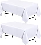 Utopia Kitchen Mantel de Poliéster 152 x 213 cm (Pack de 2, Blanco) Cubierta de Mesa Lavable a Máquina Ideal para Fiestas, Eventos, Bodas y Restaurantes (60 x 84 Pulgadas)