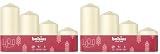 Bolsius - Juego de 4 velas de pilar lisas - marfil - Varios tamaños 12-10-8-6 cm - Ø48mm - Velas decorativas - Largo tiempo de combustión - Sin perfume - Con cera vegetal natural (Paquete de 2)
