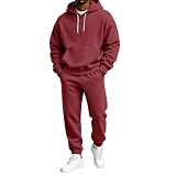 zinmave Conjunto Deportivo Hombre Color Liso Felpa Con Bolsillo Ropa Hombre Chandal Running Fitness Viaje Conjunto De 2 Piezas Ligera Moda Sudaderas Con Capucha Y Pantalones vino M