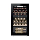 CANDY DiVino CNWQ4G32G2, Vinoteca, 2 Zonas independientes, 32 Botellas, Puerta Reversible, 3 Baldas, Tratamiento Anti-UV, Compresor Antivibraciones, Iluminación LED, Control Digital,37DB, Negro