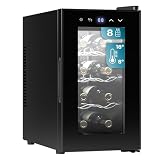 Cecotec Vinoteca 8 Botellas Bolero Grandsommelier 830 coolcrystal, Enfriamiento termoeléctrico, Temperatura regulable entre 8-18ºC, Control táctil y display, LED interior, Gas no nocivo.