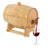 Barril de roble de 3 litros con soporte, barril de madera para whisky y vino, para hogares, hoteles, bares, bodegas, despensas, comedor, madera original, 16 x 23,5 cm
