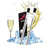 HOTUT Enfriador Botellas Vino con Varilla de Enfriamiento, 2PCS Barra de Enfriamiento para Botellas de Vino de Acero Inoxidable, Enfriador de Vino Antigoteo y Duradero para Los Amantes del Vino