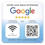 Placa Google Opiniones NFC & QR Code 12x12 cm – Recoger Más Opiniones de Clientes – Soporte de Señalización para Comercios y Negocios