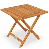 Casaria Mesa Auxiliar Jardín Plegable Madera Acacia 46x46Cm 80Kg