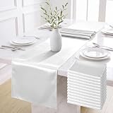 ANECO Paquete de 12 Caminos de Mesa de satén de 12 x 108 Pulgadas, Color Blanco, para Bodas, Banquetes, graduaciones, decoración de Fiestas de cumpleaños