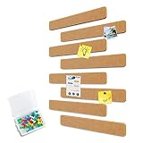 Uoisaiko 8 Tiras de Tablero de Corcho de Fieltro 33x5cm, Corcho para Pared Tablón de Anuncios con 40 Chinchetas, para Paredes de Fotos y Notas en Hogar Oficina