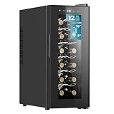 Cecotec Vinoteca Bolero GrandSommelier 1250 CoolCrystal. Bodega para 12 botellas, enfriamiento termoeléctrico, silenciosa con 35 dB, temperatura regulable de 8-18ºC, panel táctil y luz LED interior.