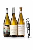Pack 3 Vinos Blancos Gallegos Premium (Albariño, Godello y Treixadura) + Sacacorchos Profesional de Regalo – Marieta, Vía Arxéntea y Martín Códax – Mysecretwine-