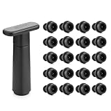 WOTOR Bomba de vacío Wine Saver con 20 tapones, tapón y conservador de vino, sellador de botellas reutilizable que se mantiene fresco, accesorios ideales para regalo (mango plano)