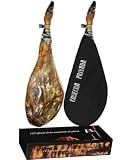 Jamón de Jabugo 100% Bellota (6-7 kg) - Envio 24 - Sanchez Martín - Selección Cosecha Privada - Envío 24 h - Vitola Negra 100% Bellota Ibérico Huelva - Incluye Funda Regalo Cubre Jamón (7, Jamon)