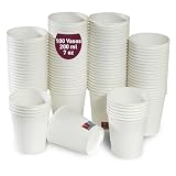 gobecups 100 Vasos Desechables Blancos 200 ml, Vasos Papel Cartón Café 7 oz