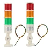 Tissting Luces de Pila de Torre de Señal, 3 Colores y 24V DC Plegable | Alta Eficiencia Luces de Advertencia Industrial LED ABS para Taller, Sitio de Construcción y Fábrica (2pcs)