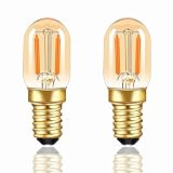 Bombilla Edison Vintage T22 E14 LED Filamento 1W 220V, 10W Equivalente, 100LM Ámbar Blanco Cálido 2200K, No Regulable, Bombilla Tubular Mini E14 Decorativa Luz de Noche Nevera Lampara de Sal, 2 Piezas