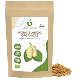 Moras Blancas Orgánicas (1kg), Moras Blancas Secas de Cultivo Orgánico, 100% Naturales y Puras, Snack de Fruta Listo para Comer, Vegano