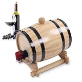 Tissting Barril Vino Madera 5L Pino Grifo Base Dispensador Whisky Sidra | Tonel Decorativo Almacenamiento para Hogar Bar Licores Regalo