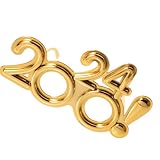Doradas Gafas de Fiesta 2024 para Fotos y eventos de Plástico | Prop de Celebración Llamativo, Tamaño 19,5x11,5x3cm, Adecuado para Disfraces, Desfiles y Sesiones