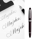 erofa Majohn P136 - Pluma de pistones estilográfica punta flexible, juego de plumas de escritura flexibles de resina rojo vino