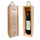 ADRI - Regalos originales personalizados para padres, madres, hermanos, abuelos - Caja de madera personalizada con botella de vino incluida para regalar (FRASE ABUELO)