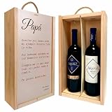 Adri - Caja de Madera Personalizada con 2 Botellas de Vino Incluidas (Rioja Crianza y Ribero del Duero) - Regalos Personalizados Originales para Padres, Madres, Hermanos, Abuelos (FRASE PAPA)