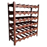AC - Botellero apilable - Capacidad de 36 Botellas – 6 Niveles – Fabricación en plástico – Ideal para Botellas de Vino, champán, estantería – 60 x 69 x 23 cm – Color Marrón