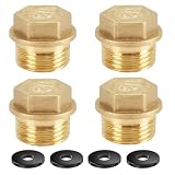 4 PCS Tapones de Latón Rosca Exterior de 1/2', Tapón de Latón con Anillo de Goma, Tapon Obturador Macho para Conexión de Tuberías, Calefacción y Sistema de Agua Potable