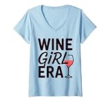 Mujer Era de Wine Girl para el Día Internacional del Vino de Camiseta Cuello V