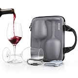 Juego de copas de vino ecooe de 2 copas para llevar con funda protectora + paño de limpieza - Copas de vino para llevar para viajes a la playa, picnics al aire libre, regalo para amantes del vino