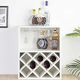 BAKAJI Mueble Bar-Botellas de Vino de Madera-Bodega-8 plazas-Porta Copas ingeniería, Color Blanco, 52x28x42 cm