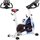 HOMCOM Bicicleta Estática con Resistencia Regulable Pantalla LCD Blanco
