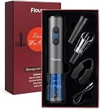 Flauno Sacacorchos Eléctrico 6 en 1 Inalámbrico, Abridor de Vino Automático con Tapón al Vacío y Decantador, Abrebotellas para Vino Tinto, Ideal para Fiestas, Citas y Regalo, Gris