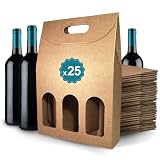 25 Cajas de Cartón para 3 Botellas de Vino 27x9x40 cm – Estuches de Regalo Kraft para Vino, Cava y Licores | Navidad, Bodas y Eventos | Espirito Rebelde