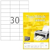 TopStick 8703 - Etiquetas autoadhesivas universales A4 pequeño (70 x 29,7 mm, papel) 100 hojas, 30 etiquetas por hoja, 3000 etiquetas, para impresoras inkjet y láser