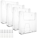 WOPPLXY Paquete de 4 soporte folletos pared A4, plastico pared a4 de Plástico Transparente con Tornillos para Flyers, Catálogos, Menús y Brochures