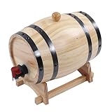 Jeffergarden Barril de Roble para Envejecimiento de Vino, Barrica de Madera de Grano Transparente con Válvula, para Autoelaboración de Cerveza y Vino, Decoración Rústica para Bar y Hogar (3L)