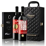 «Si buscas resultados distintos no hagas siempre lo mismo» Mensaje en una Botella. Estuche-Maletín de LUJO 2x Vino Tinto Premium Reserva 12 Meses y Set de 4 Accesorios. Etiqueta Roja PERSONALIZABLE