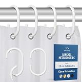 Blau Marité 12 Ganchos Metálicos en forma de C para Cortina de Ducha. Anillas Decorativas para cortina de ducha Resistentes al Óxido. Para Barras de Hasta 2,6 cm de Diámetro (C, Blanco)