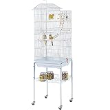 Yaheetech Jaula para Pájaros con Soporte Ruedas 46 x 35 x 158,5 cm Blanco