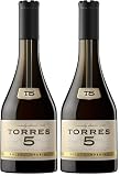TORRES BRANDY 5 Solera Reserva, Brandy, 70 cl - 700 ml (Paquete de 2)