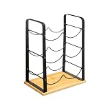 Avilia Botellero para 6 Botellas para Vino y licores – Botellas para bodegas y Cocina, de bambú y Metal, 25,5 x 17 x 38 cm, marrón y Negro