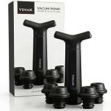 VINAK - Bomba de vacío para vino – Conservador de vino con 4 Tapones reutilizables | Sistema de sellado al vacío profesional con indicar de fecha | Conserva el sabor por más tiempo