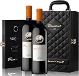 Genérico Estuche de Vino Elegante para Regalo con Dos Botellas de Vino y Set de 4 Accesorios (Ribera, Malleolus)
