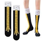 WUSJCOF 1 par de calcetines divertidos y graciosos, disfraz de carnaval con diseño de patas de pollo, calcetines personalizados de pantorrilla con pollo y gallina, para adultos, mujeres y hombres