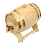 Barril de vino de madera de 5 l, barril de vino horizontal de pino con grifo y base de madera, barril de vino pequeño de madera para whisky, vino, licores, almacenamiento de barril