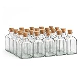 TIENDA EURASIA - Botella de Cristal Frasca - Pack 24 Frascos de Vidrio con Tapon de Corcho - Transparente - Disponible en Varias Medidas (125 ml / 24 uds)