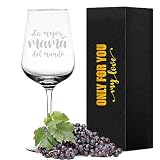 LOZACHE Copa de Vino para Mamá con la frase La Mejor Mamá del Mundo