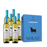 Solaz Vino Blanco 100% Chardonnay | Pack 6x750 ml | IGP Castilla