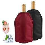 2 Piezas Funda Enfriadora de Botella de Vino | Enfriador de Botellas De Vino Reutilizable con Gel, Funda Enfriadora con Gel Refrigerante Interior, para Vinos (Rojo + Negro)